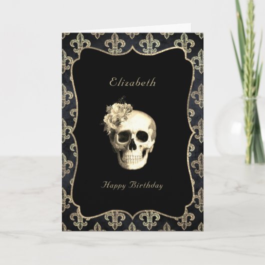 Gothic Skull Personalized Birthday Kaart (Voorkant)