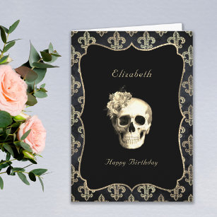 Gothic Skull Personalized Birthday Kaart