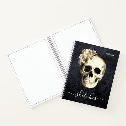 Gothic Skull Personalized Sketch Book Notitieboek (Binnen)