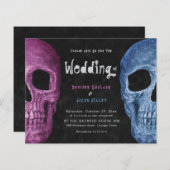 Gothic Skull Pink Blue Halloween Weddenschap Budge (Voorkant / Achterkant)