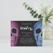 Gothic Skull Pink Blue Halloween Weddenschap Budge (Staand voorkant)