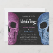 Gothic Skull Pink Blue Halloween Weddenschap Budge (Voorkant)