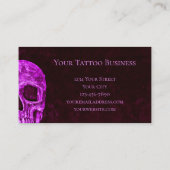 Gothic Skull Pink Burgundy Tattoo Shop Visitekaartje (Achterkant)