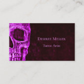 Gothic Skull Pink Burgundy Tattoo Shop Visitekaartje (Voorkant)