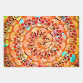 Gothic Skull Pop Art Oranje Cool Spiral Pattern Inpakpapier Vel (Voorkant)