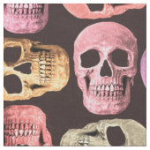 Gothic Skull Pop Art roze Green Pattern Design Stof (Close Up)