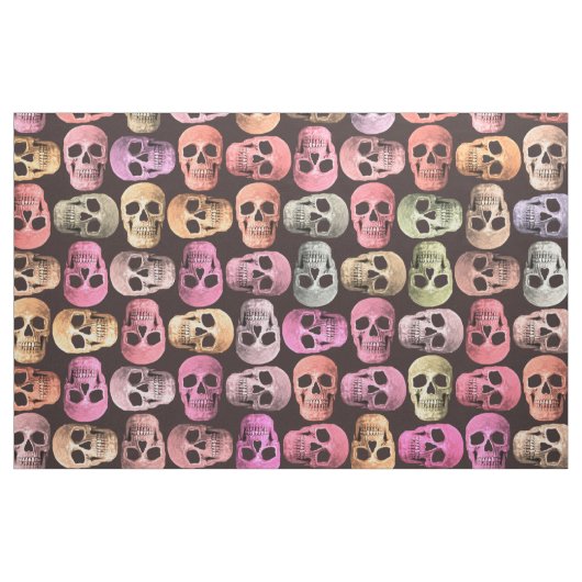 Gothic Skull Pop Art roze Green Pattern Design Stof (Fat Quarter)