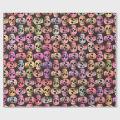 Gothic Skull Pop Art roze groen kleurig design Cadeaupapier (Vlak)