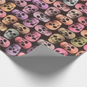 Gothic Skull Pop Art roze groen kleurig design Cadeaupapier (Hoek)