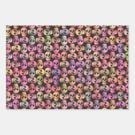 Gothic Skull Pop Art roze groen kleurig design Inpakpapier Vel