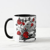 Gothic Skull Queen met Red Roses Coffee Gift Mok (Links)