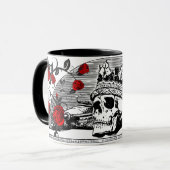 Gothic Skull Queen met Red Roses Coffee Gift Mok (Voorkant links)