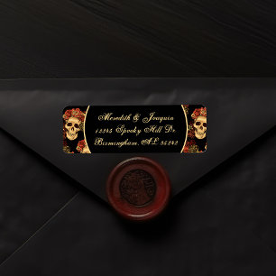 Gothic Skull Red Black Halloween Return Address Etiket