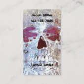 Gothic Skull Red Blauwgroen Surreal Psychedelic Ar Visitekaartje (Achterkant)