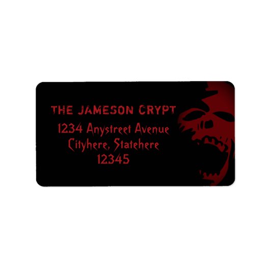 Gothic Skull Red en Black Horror Theme Halloween Etiket (Voorkant)