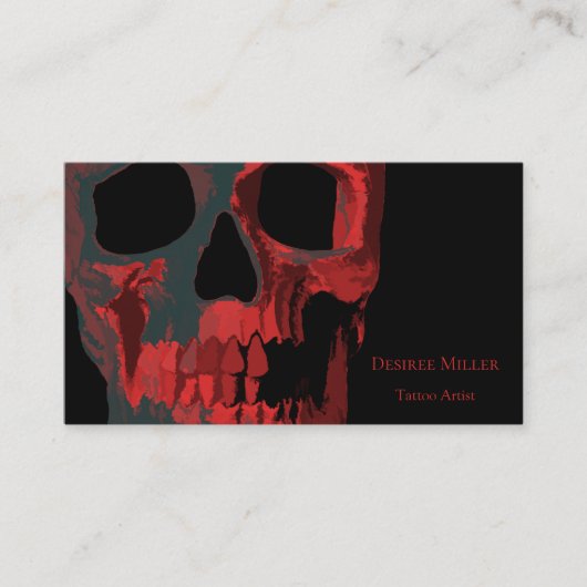 Gothic Skull Red Green Macabre Visitekaartje (Voorkant)