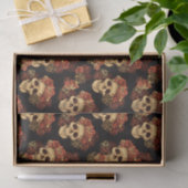 Gothic Skull Red Rose Black Halloween Patroon Tissuepapier (Geschenk)