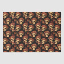 Gothic Skull Red Rose Black Halloween Patroon