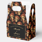 Gothic Skull Red Rose Black Halloween Wedding Bedankdoosjes (Geopend)