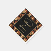 Gothic Skull Red Rose Black Halloween Wedding Servet (Hoek)