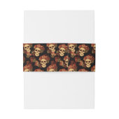 Gothic Skull Red Rose Black Halloween Wedding Uitnodigingen Wikkel (Achterkant Voorbeeld)