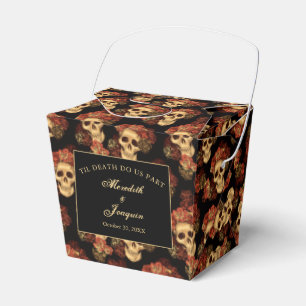Gothic Skull Red Rose Custom Zwart Bruiloft Fortui Bedankdoosjes