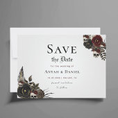 Gothic Skull Red Rose Save the Date Wedding Kaart