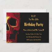 Gothic Skull Red Yellow Birthday RIP naar zijn twi Kaart (Voorkant)