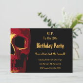 Gothic Skull Red Yellow Birthday RIP naar zijn twi Kaart (Staand voorkant)