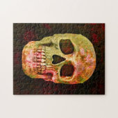 Gothic Skull  Retro Red Green Scary Legpuzzel (Horizontaal)