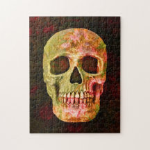 Gothic Skull  Retro Red Green Scary