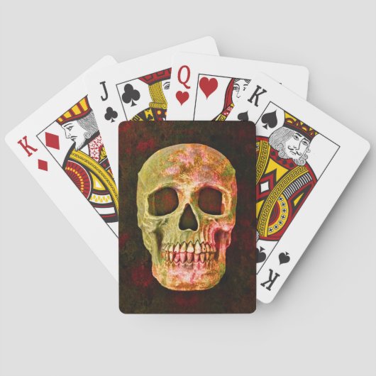 Gothic Skull  Retro Red Green Scary Pokerkaarten (Achterkant)