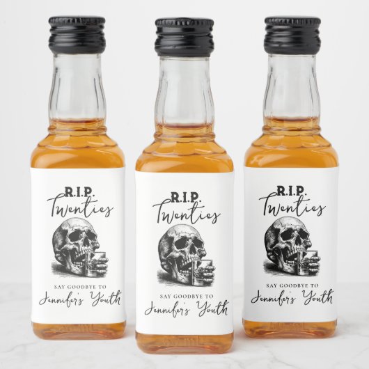 Gothic Skull RIP Twenties Whiskey Birthday Party Likeurfles Etiket (Flessen)