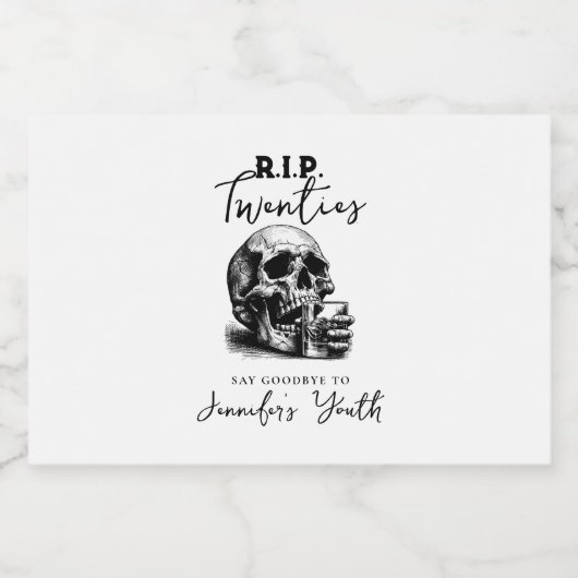 Gothic Skull RIP Twenties Whiskey Birthday Party Likeurfles Etiket (Enkel label)
