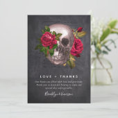 Gothic Skull Roos Foto | Weddenschap Hartelijk dan Bedankkaart (Staand voorkant)
