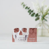 Gothic Skull Roos Gold White Modern Elegant Floral Visitekaartje (Staand voorkant)