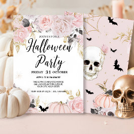 Gothic Skull & Roos Halloween Party Kaart