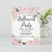 Gothic Skull & Roos Halloween Party Kaart (Staand voorkant)