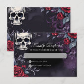 Gothic Skull & Rose Elegant Dark Wedding RSVP Kaartje (Voorkant / Achterkant)