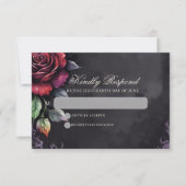 Gothic Skull & Rose Elegant Dark Wedding RSVP Kaartje (Voorkant)