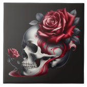 Gothic Skull Rose  Tegeltje (Voorkant)