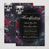 Gothic Skull & Roses Purple Black Handfasting Kaart (Voorkant / Achterkant)