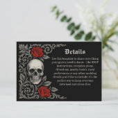Gothic Skull Roses Wedding Details Enclosure Card Informatiekaartje (Staand voorkant)