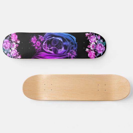 Gothic Skull Roze Paarse meisjes Persoonlijk Skateboard (Horizontaal)
