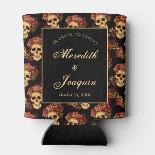 Gothic Skull Rozen Custom Black Halloween Wedding Blikjeskoeler (Achterkant)