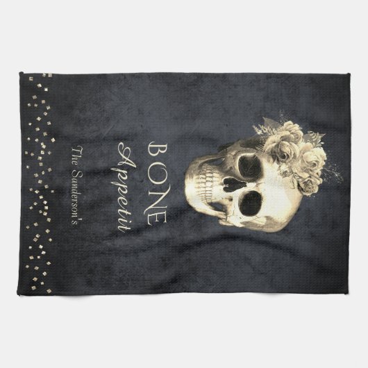 Gothic Skull Rozen, gepersonaliseerd Theedoek (Horizontaal)