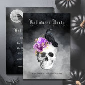 Gothic Skull Rozen Halloween Feestuitnodiging
