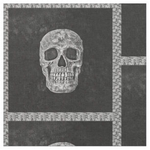 Gothic Skull Scary Black and White Grunge Stof
