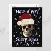 Gothic Skull Scary Christmas Quirky Xmas Hat Funny Briefkaart (Voorkant / Achterkant)