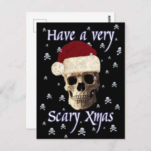 Gothic Skull Scary Christmas Quirky Xmas Hat Funny Briefkaart (Voorkant / Achterkant)